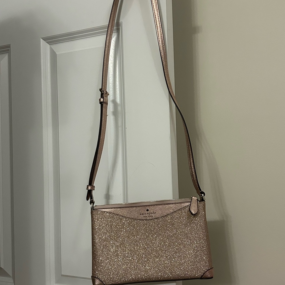 Kate Spade Pink Gold Crossbody Bag with Sparkle